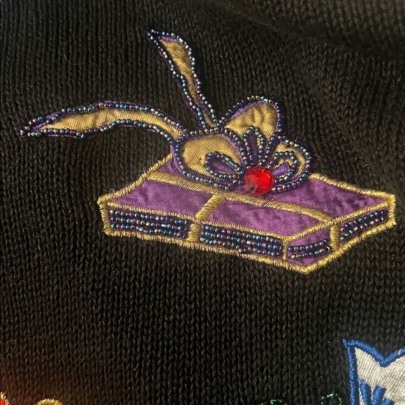 VTG 80s Xmas Christmas Sweater Shoulder Pads Holiday P2P:23” L:29.5” - Picture 9 of 14